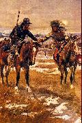 Charles M Russell A Doubtful Handshake oil painting reproduction